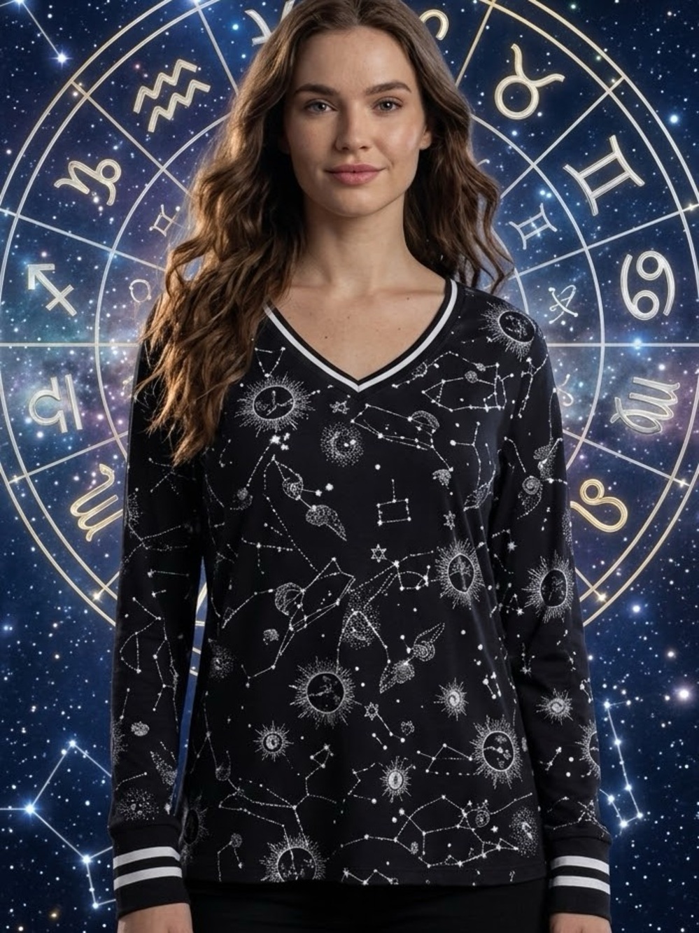 Johnny Was Celestial Zodiac Printed Long Sleeve Top โ Size Medium